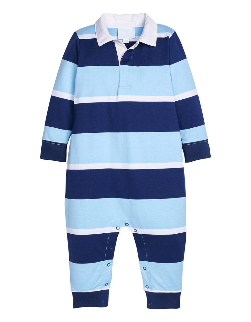 Little English Rugby Polo Romper - Varsity Stripe