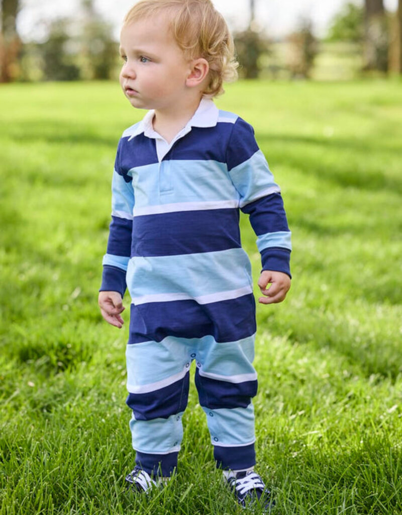 Little English Rugby Polo Romper - Varsity Stripe