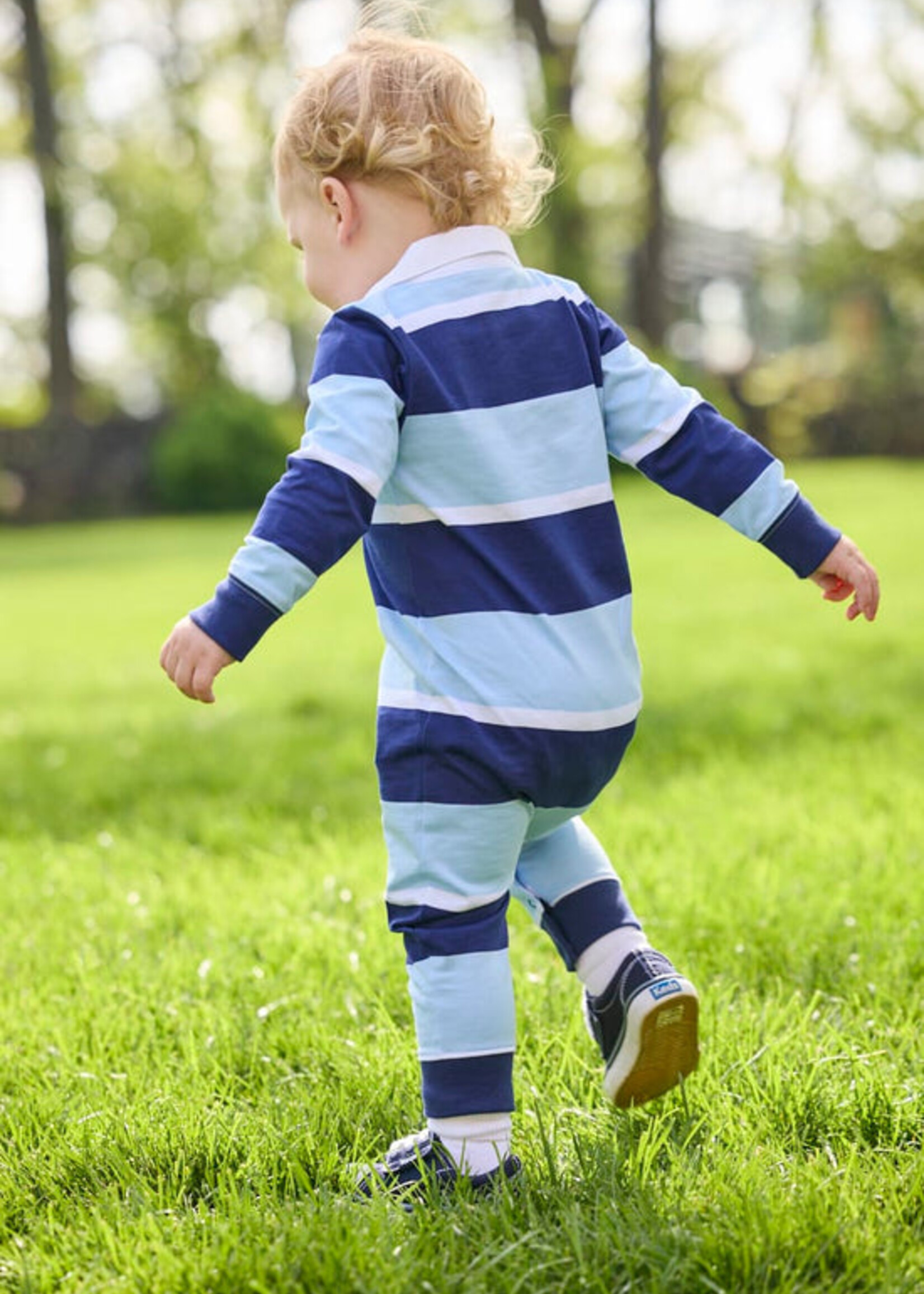 Little English Rugby Polo Romper - Varsity Stripe