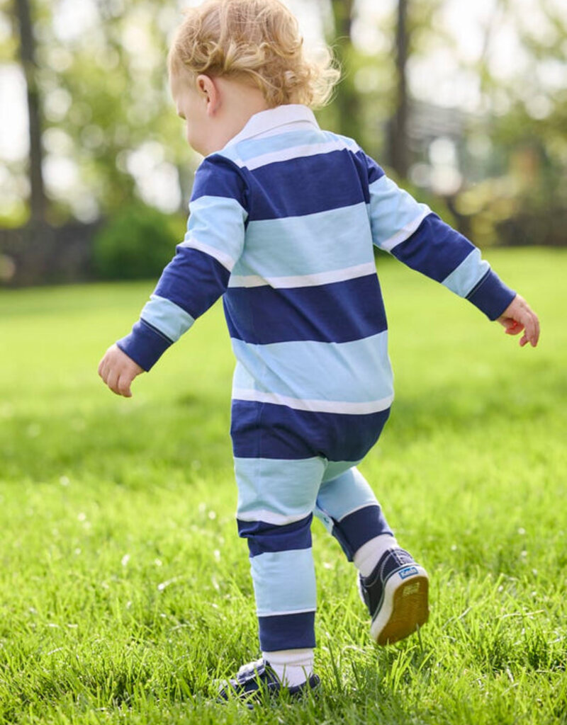 Little English Rugby Polo Romper - Varsity Stripe