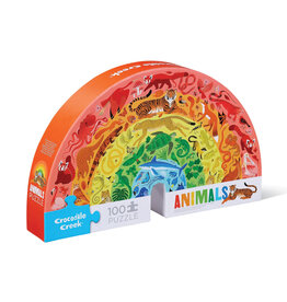 Crocodile Creek 100-Piece Shaped Box Puzzle - Rainbow Animals