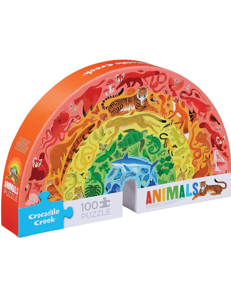 Crocodile Creek 100-Piece Shaped Box Puzzle - Rainbow Animals