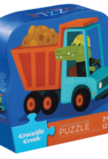 Crocodile Creek 12-Piece Shaped Box Puzzle - Construction Croc