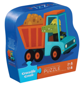 Crocodile Creek 12-Piece Shaped Box Puzzle - Construction Croc