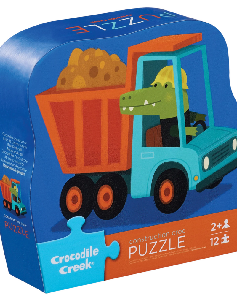 Crocodile Creek 12-Piece Shaped Box Puzzle - Construction Croc