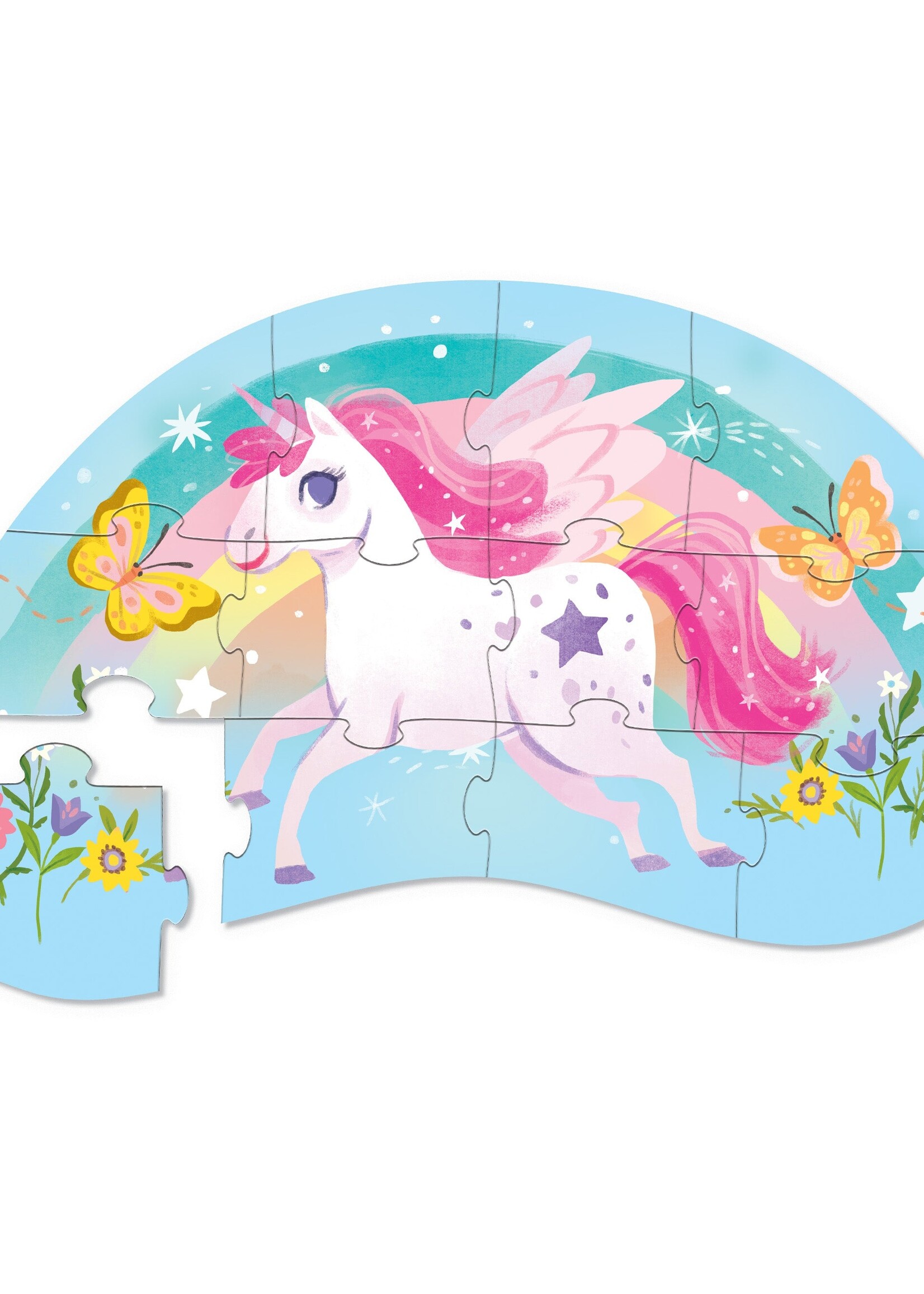 Crocodile Creek 12-Piece Shaped Box Puzzle - Sweet Unicorn