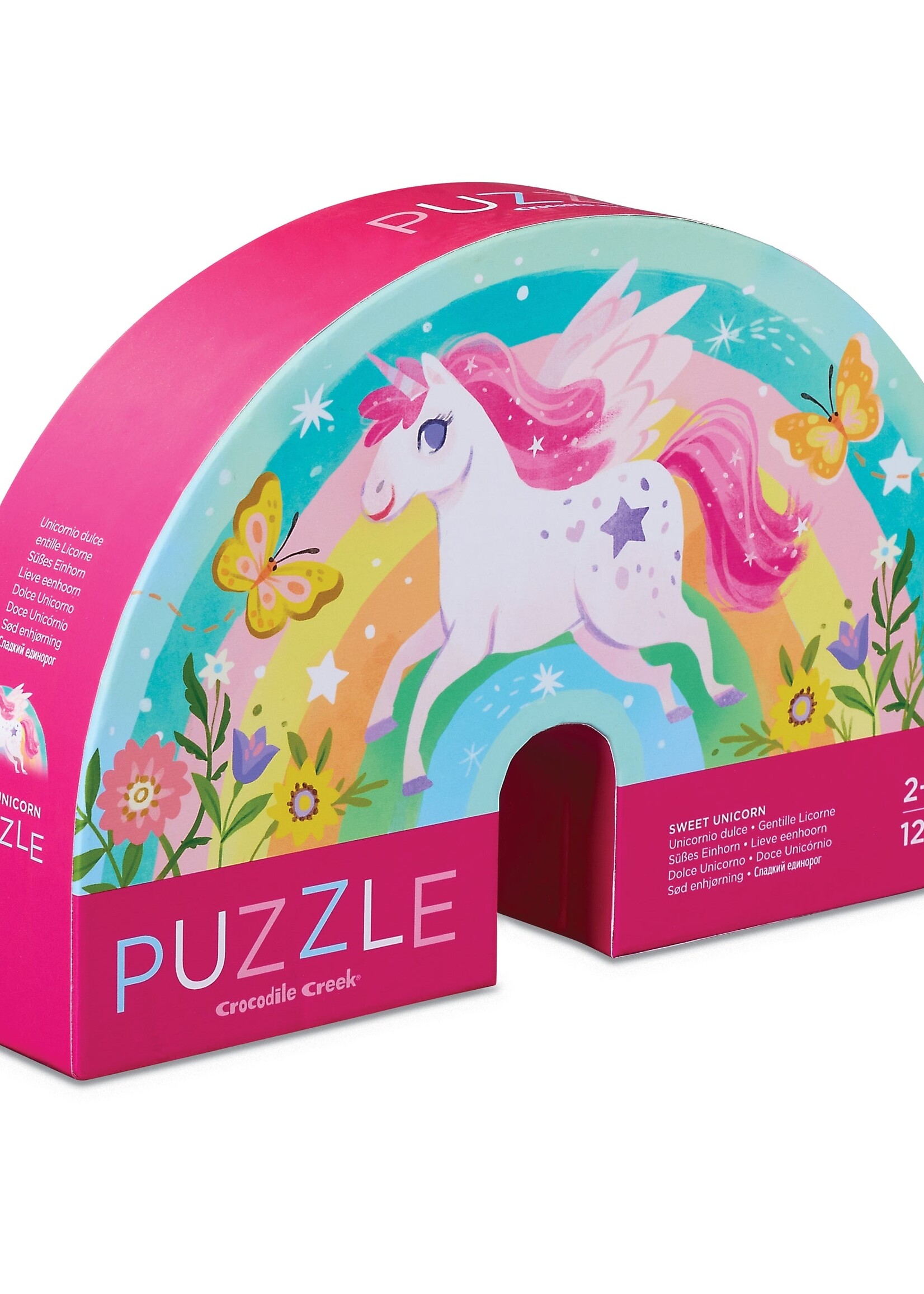 Crocodile Creek 12-Piece Shaped Box Puzzle - Sweet Unicorn
