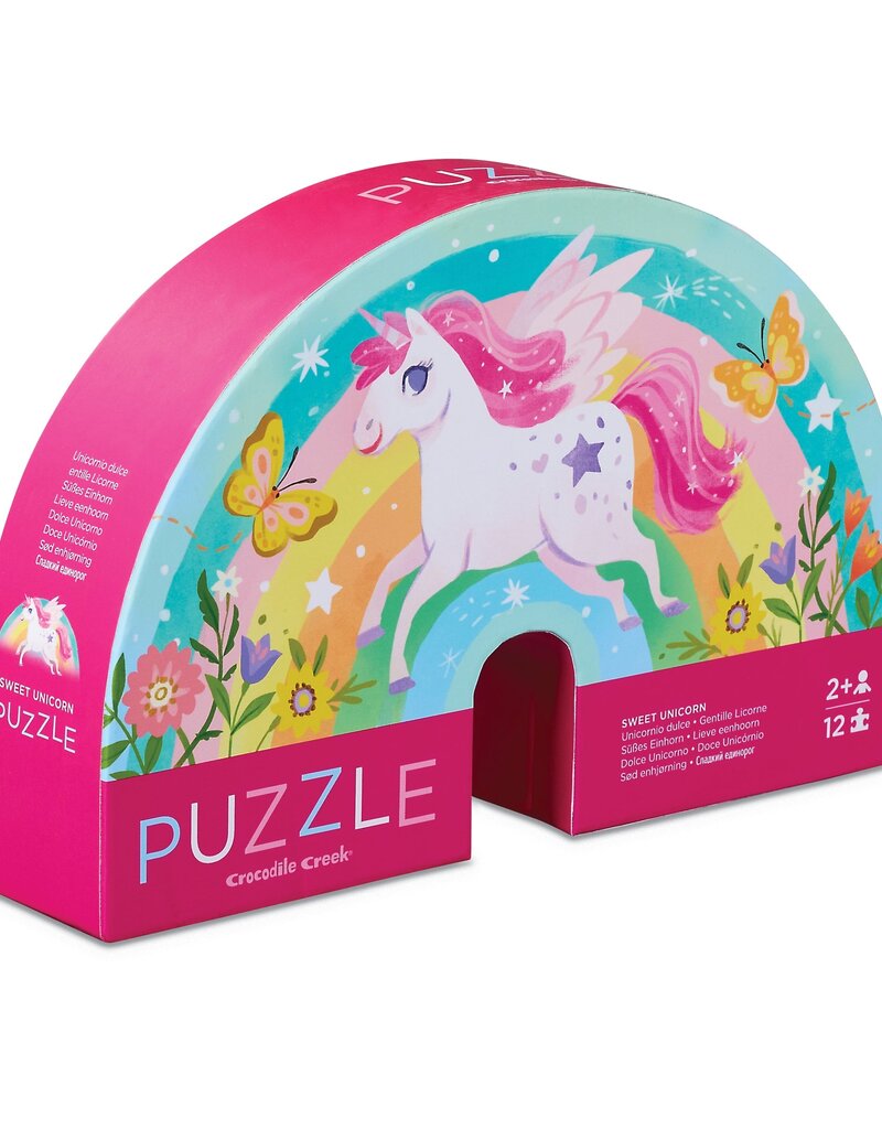 Crocodile Creek 12-Piece Shaped Box Puzzle - Sweet Unicorn