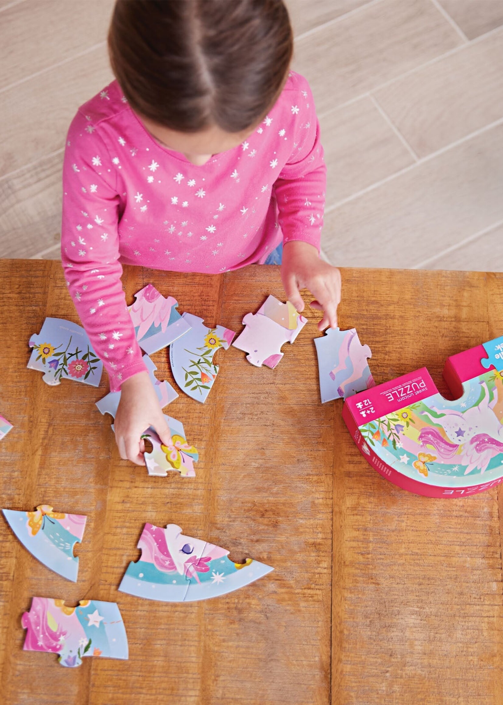 Crocodile Creek 12-Piece Shaped Box Puzzle - Sweet Unicorn