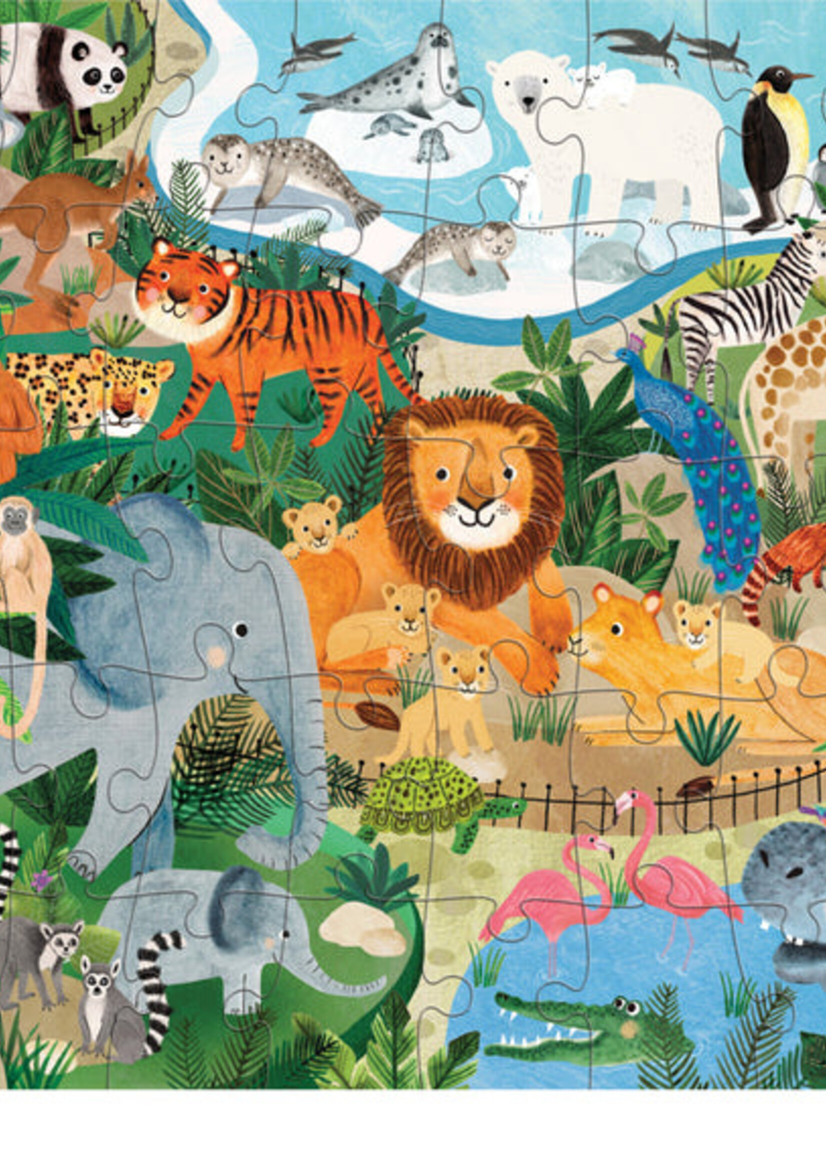 Crocodile Creek 50-Piece Flat House Puzzle - Zoo