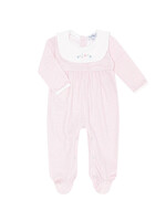Nellapima Pink Herringbone Embroidered Collared Footie