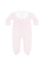 Nellapima Pink Herringbone Embroidered Collared Footie