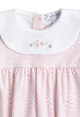 Nellapima Pink Herringbone Embroidered Collared Footie