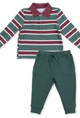 Angel Dear Rugby Stripe Green L/S Polo and Jogger