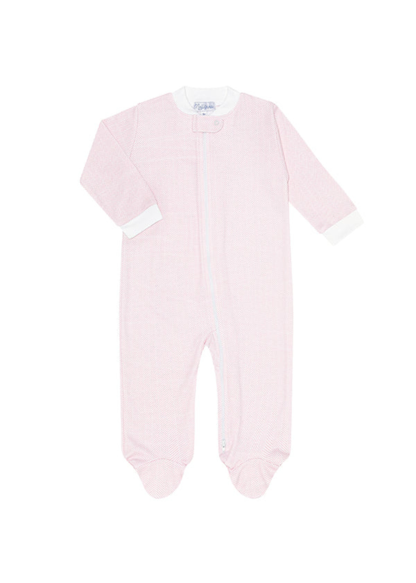 Nellapima Pink Herringbone Zipper Footie