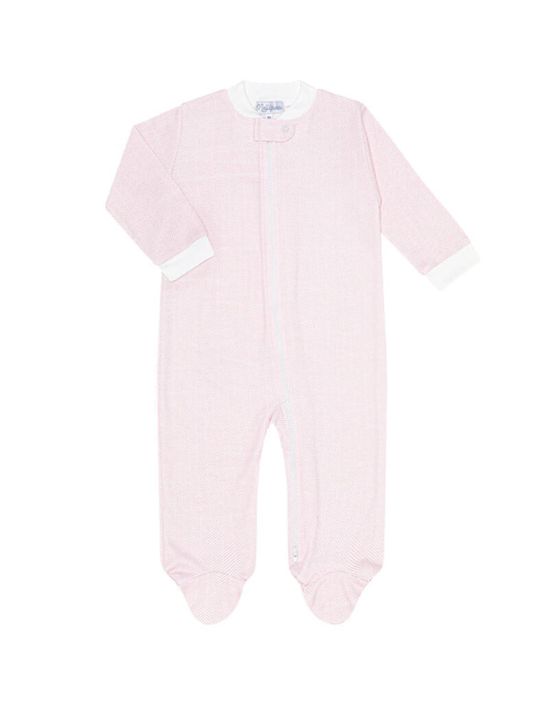 Nellapima Pink Herringbone Zipper Footie