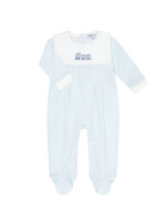 Nellapima Blue Herringbone Embroidered Collared Footie