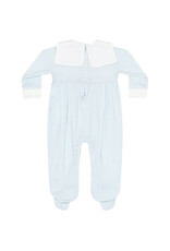 Nellapima Blue Herringbone Embroidered Collared Footie