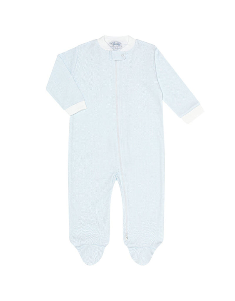 Nellapima Blue Herringbone Zipper Footie