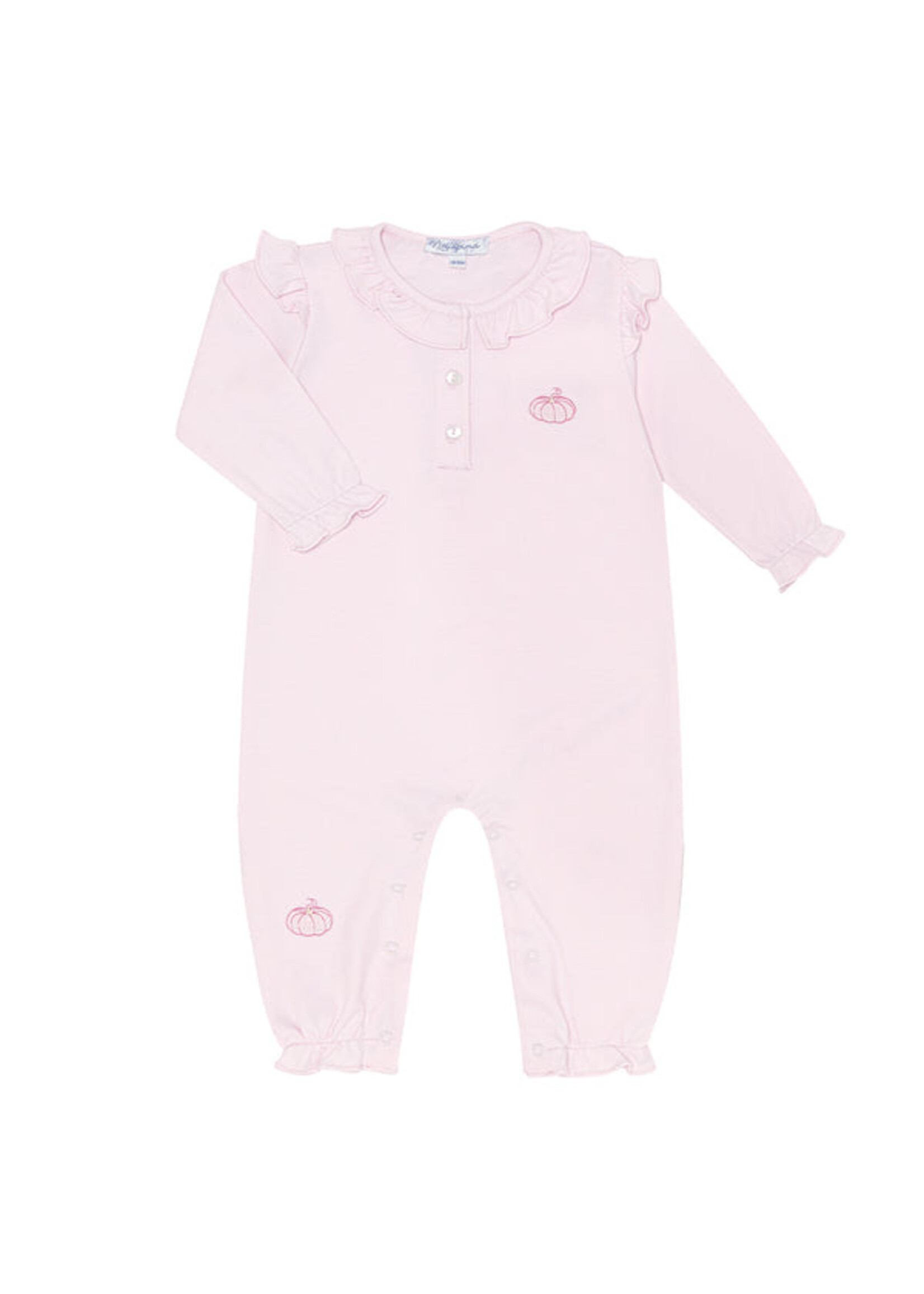 Nellapima Pink Pumpkin Patch Embroidered Romper LS