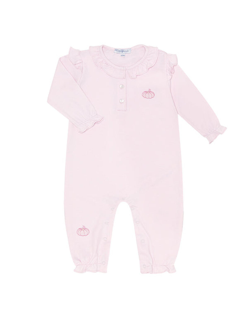 Nellapima Pink Pumpkin Patch Embroidered Romper LS