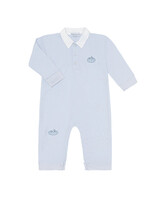 Nellapima Blue Pumpkin Patch Embroidered Romper LS