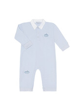 Nellapima Blue Pumpkin Patch Embroidered Romper LS