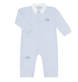 Nellapima Blue Pumpkin Patch Embroidered Romper LS