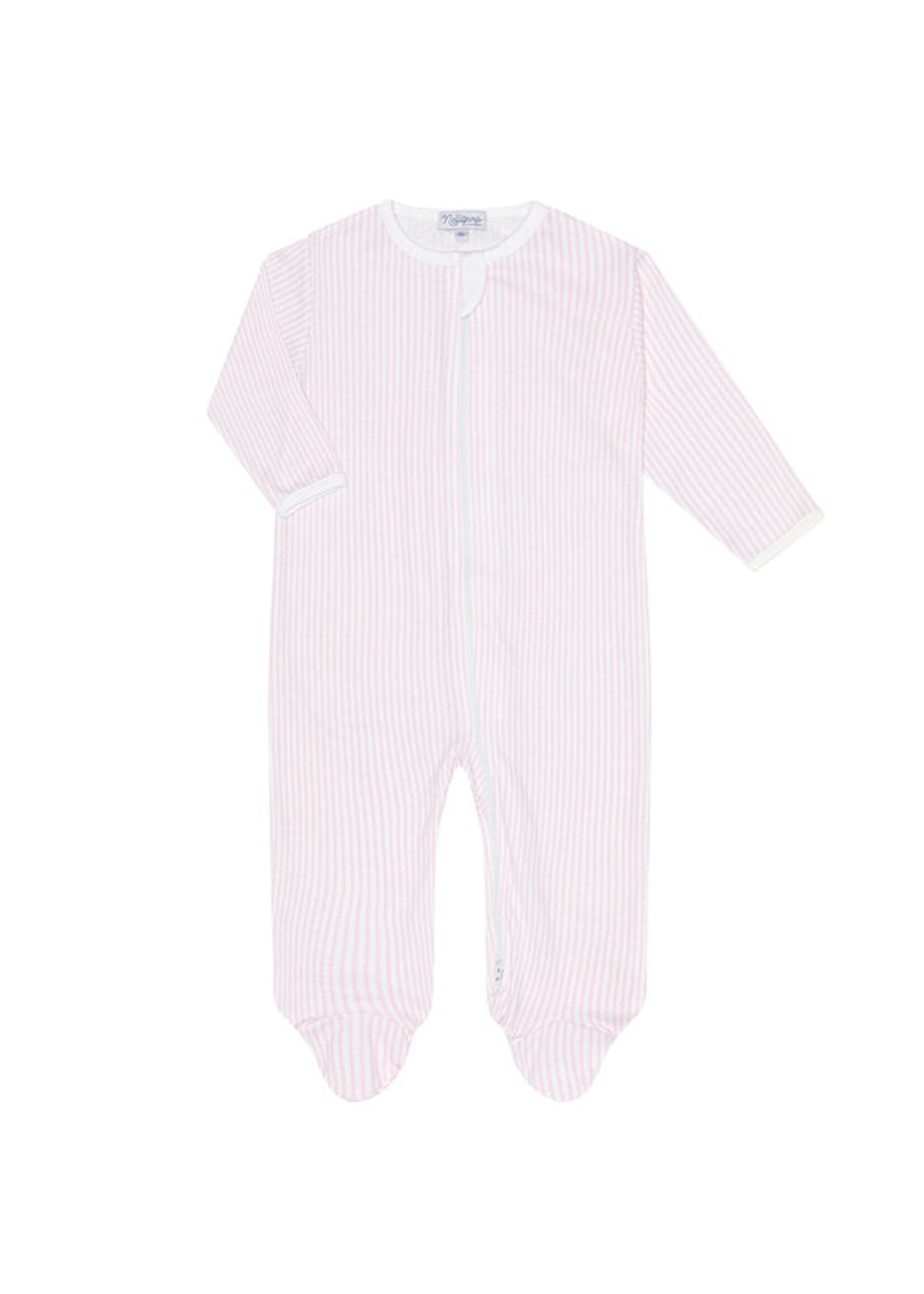 Nellapima Pink Classic Stripes Zipper Footie