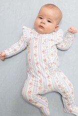 Angel Dear Anna Floral Stripe 2 Way Ruffle Sleeve Zipper Footie