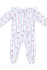 Angel Dear Anna Floral Stripe 2 Way Ruffle Sleeve Zipper Footie