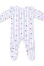 Angel Dear Anna Floral Stripe 2 Way Ruffle Sleeve Zipper Footie