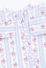 Angel Dear Anna Floral Stripe 2 Way Ruffle Sleeve Zipper Footie