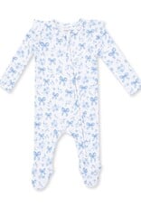Angel Dear Blue Bows Flowers 2 Way Ruffle Sleeve Zipper Footie
