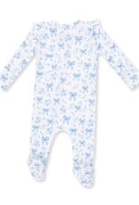 Angel Dear Blue Bows Flowers 2 Way Ruffle Sleeve Zipper Footie