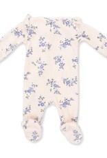 Angel Dear Sweet Hanna Floral Velour Ruffle Sleeve Zipper Footie
