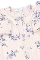 Angel Dear Sweet Hanna Floral Velour Ruffle Sleeve Zipper Footie