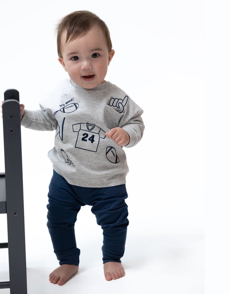 Angel Dear Football Navy Drop Sleeve Sweatshirt