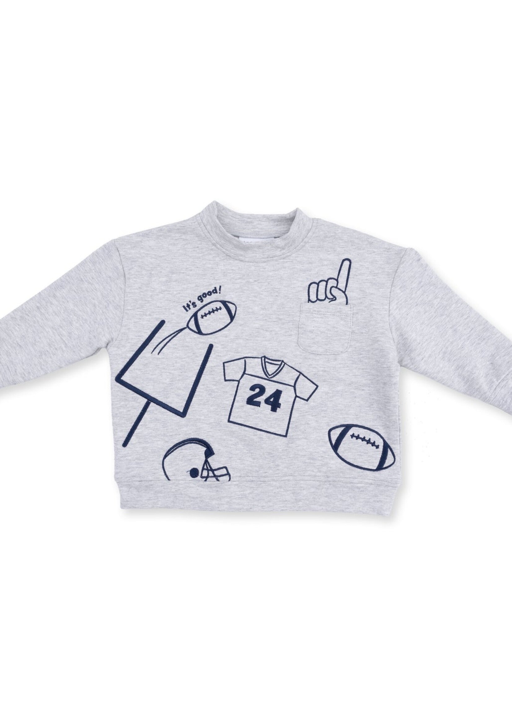 Angel Dear Football Navy Drop Sleeve Sweatshirt