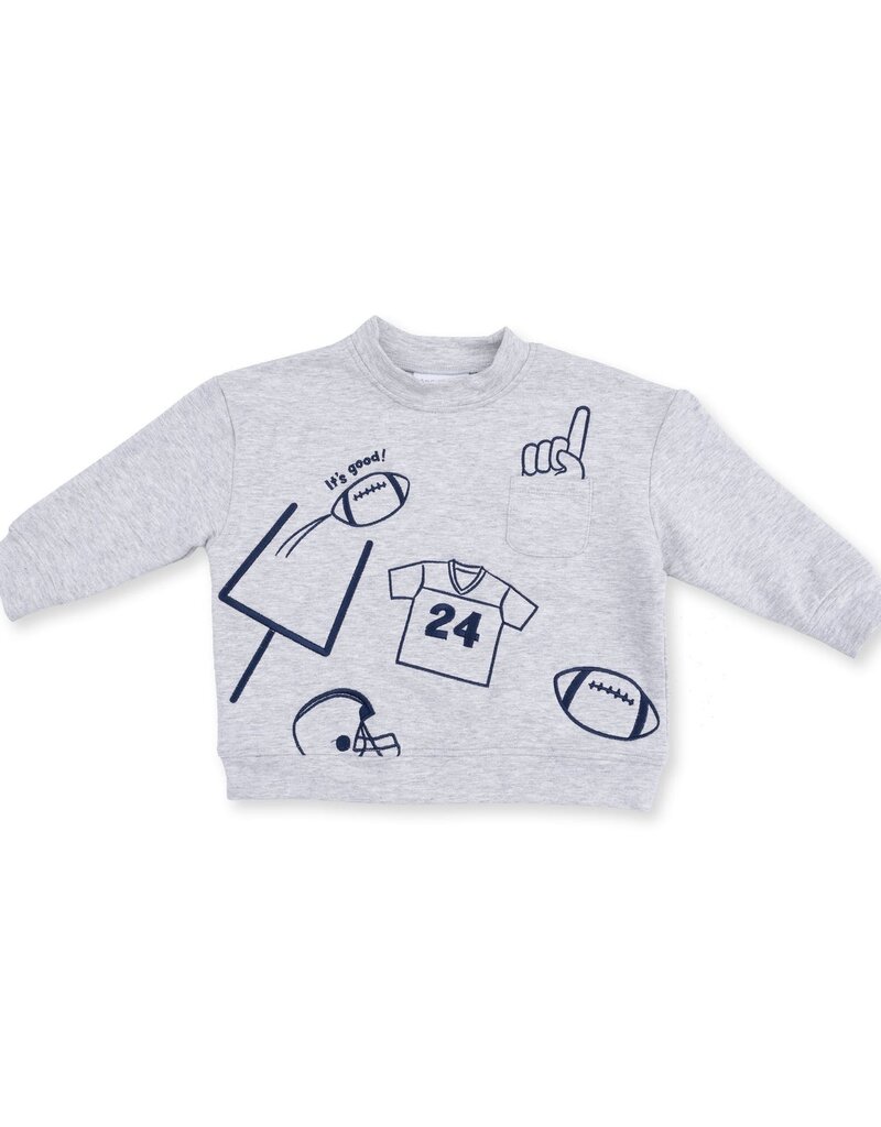 Angel Dear Football Navy Drop Sleeve Sweatshirt