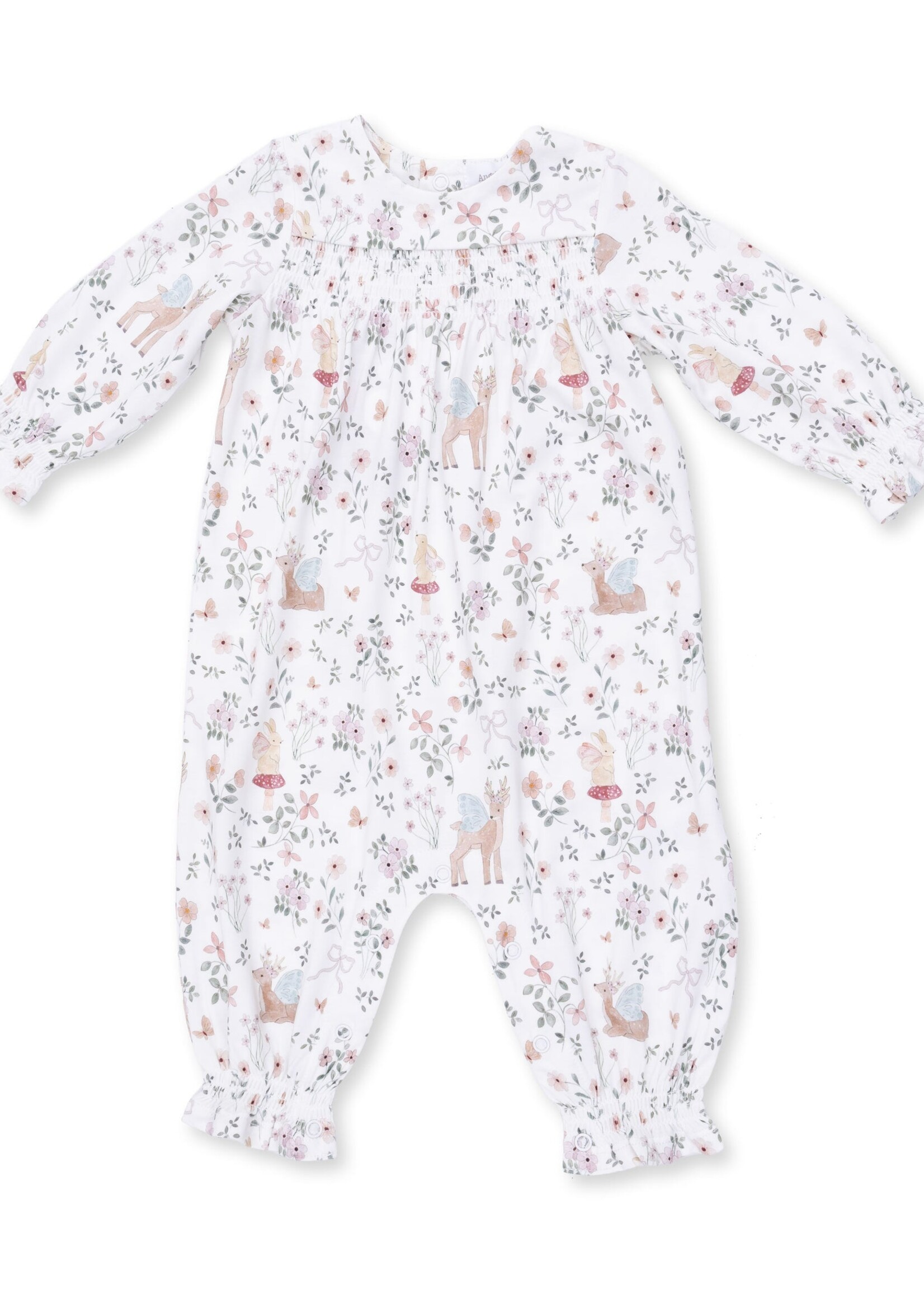 Angel Dear Enchanted Woodland Smocked Long Sleeve Romper