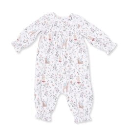 Angel Dear Enchanted Woodland Smocked Long Sleeve Romper