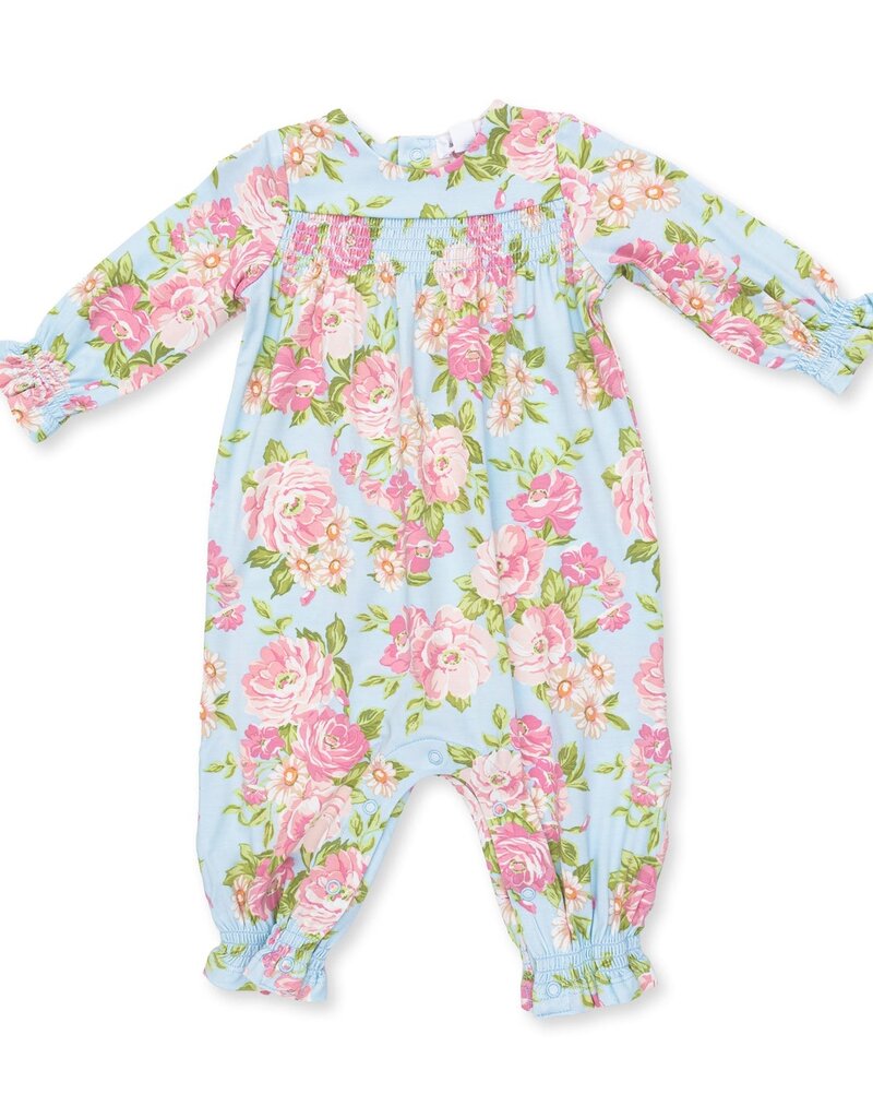Angel Dear Angeline Floral Smocked Long Sleeve Romper