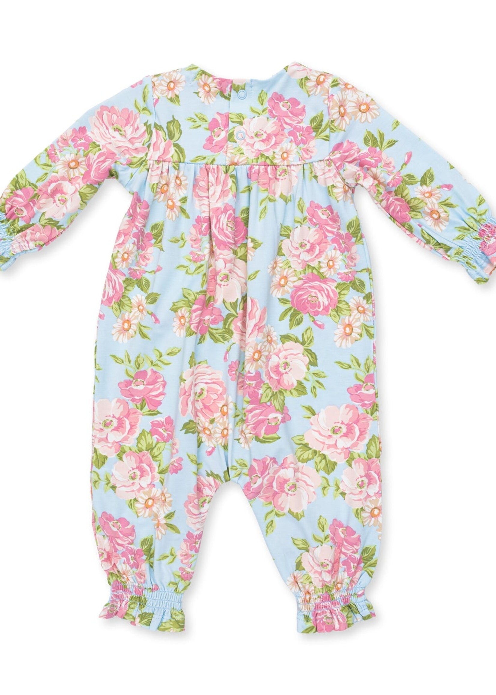 Angel Dear Angeline Floral Smocked Long Sleeve Romper