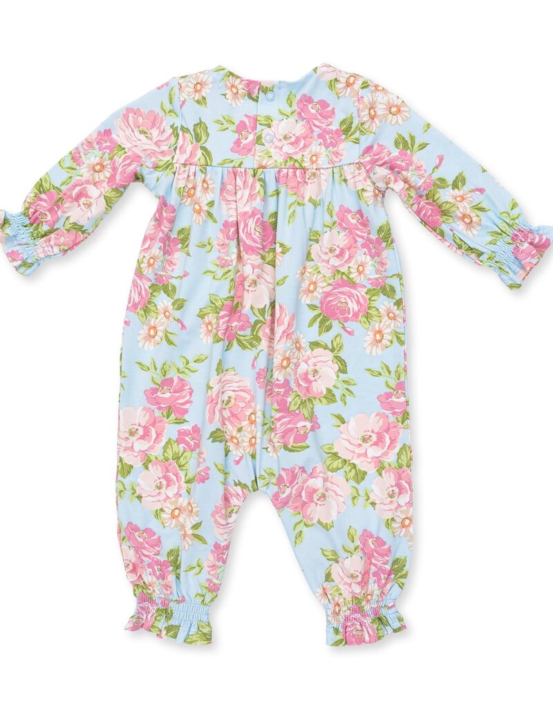 Angel Dear Angeline Floral Smocked Long Sleeve Romper