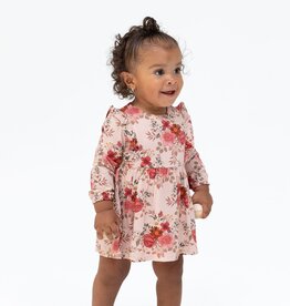 Angel Dear Sabrina Floral L/S Ruffle Bodysuit Dress