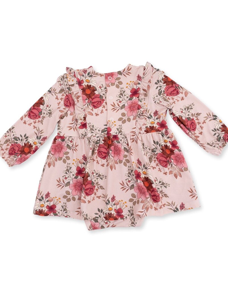 Angel Dear Sabrina Floral L/S Ruffle Bodysuit Dress