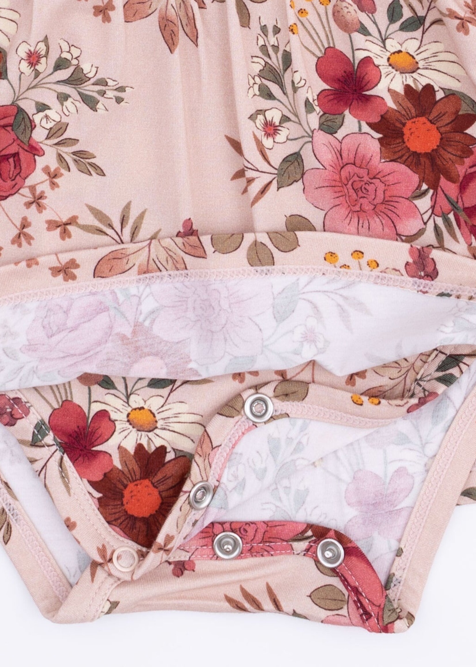 Angel Dear Sabrina Floral L/S Ruffle Bodysuit Dress