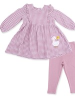 Angel Dear Berry Gingham L/S Ruffle Dress and Legging