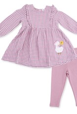 Angel Dear Berry Gingham L/S Ruffle Dress and Legging